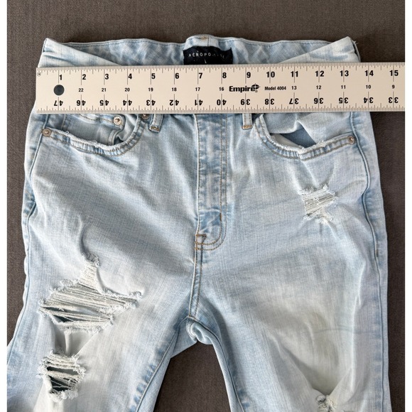 Aeropostale High Rise Curvy Jegging Jeans Womens 10 Light Wash Grunge Y2K - Picture 5 of 8